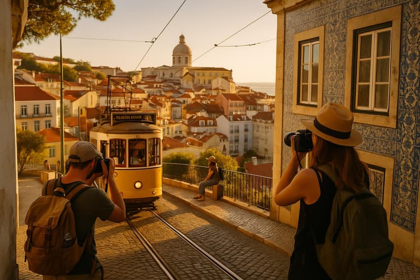 Lisbon — Atlantic light chase: miradouros, Tram 28 frames & tiled facades